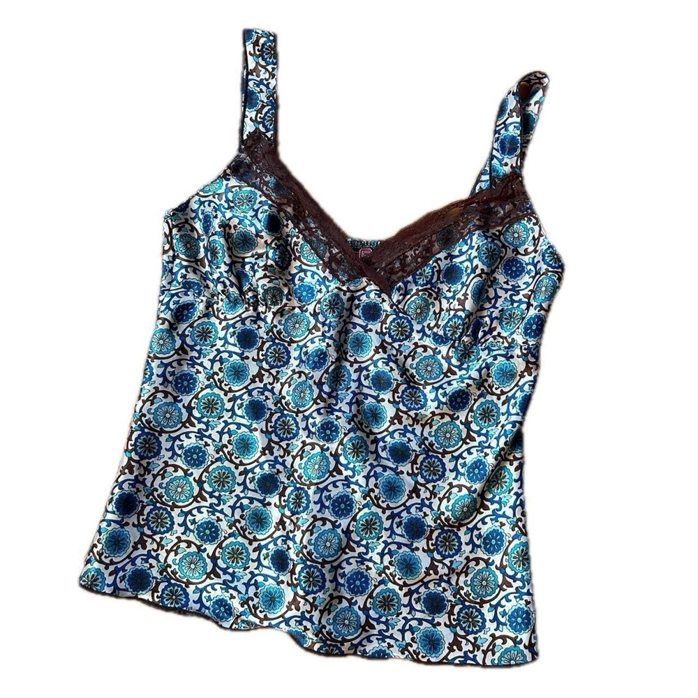 Vintage Blue Patterned Silk Cami